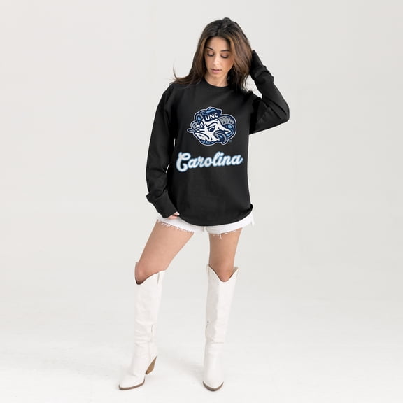 Women's Gameday Couture Black North Carolina Tar Heels Oversized Honor Roll Long Sleeve T-Shirt