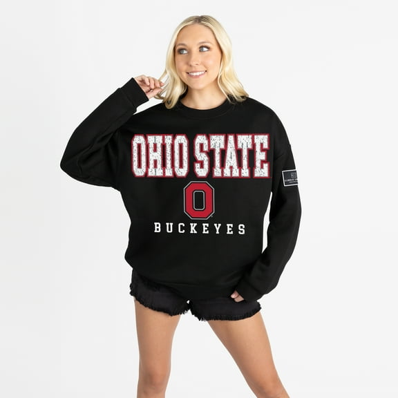 Women's Gameday Couture Black Ohio State Buckeyes Oversized Level Up Black Label Premium Sweatshirt