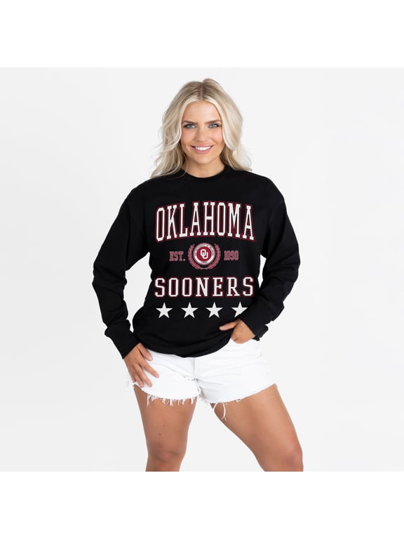 Women's Gameday Couture Black Oklahoma Sooners Oversized Everyday Star Long Sleeve T-Shirt