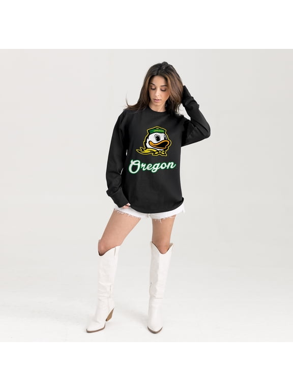 Women's Gameday Couture Black Oregon Ducks Oversized Honor Roll Long Sleeve T-Shirt
