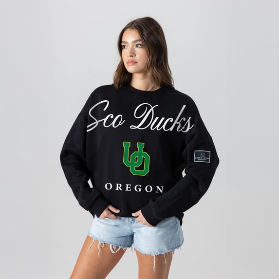Women's Gameday Couture Black Oregon Ducks Oversized Legacy Club Black Label Premium Fleece Sweatshirt