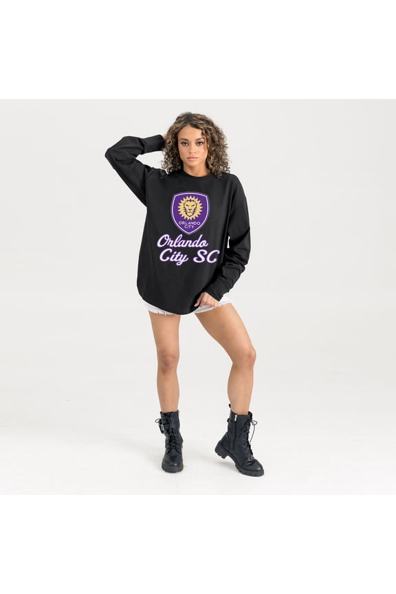 Women's Gameday Couture  Black Orlando City SC Oversized Long Sleeve T-Shirt