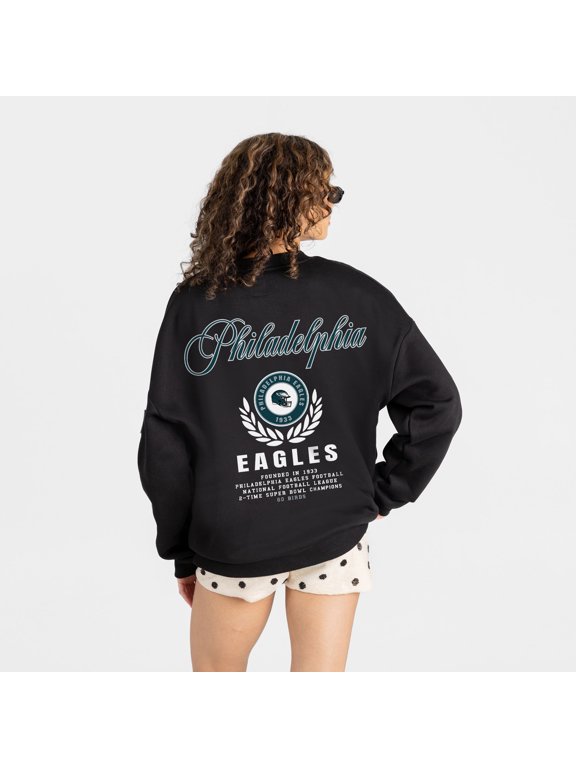 Women's Gameday Couture Black Philadelphia Eagles Classic Charm Black Label Premium Drop Shoulder Sweatshirt