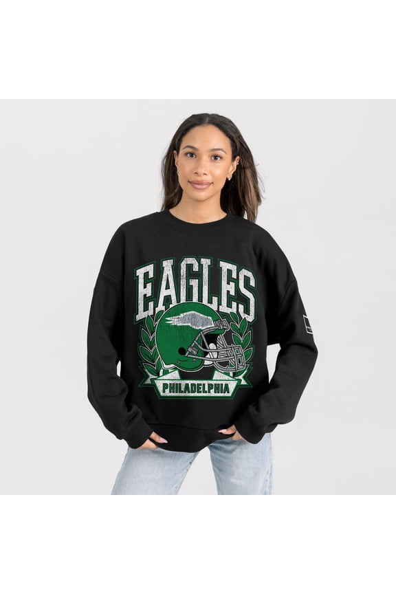 Women's Gameday Couture Black Philadelphia Eagles Oversized Victory Lane Black Label Premium Fleece Sweatshirt