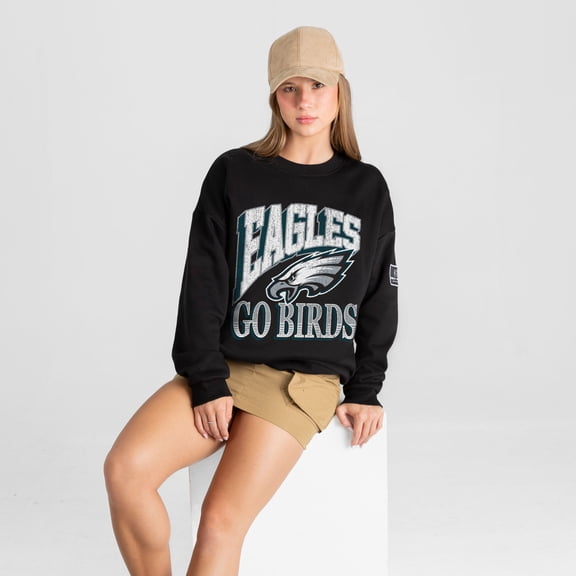 Women's Gameday Couture Black Philadelphia Eagles Victory Prime Black Label Premium Drop Shoulder Sweatshirt
