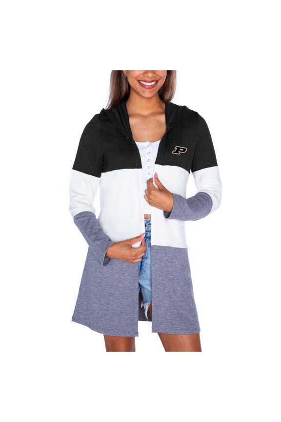 Women's Gameday Couture Black Purdue Boilermakers Colorblock Hooded Cardigan
