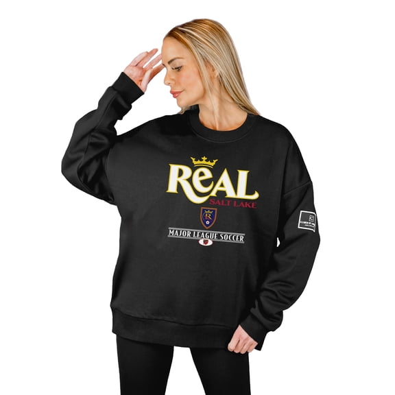 Women's Gameday Couture Black Real Salt Lake Oversized Players Only Black Label Premium Sweatshirt