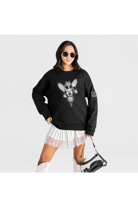 Women's Gameday Couture Black Rochester Yellow Jackets Bold Move Black Label Premium Drop Shoulder Sweatshirt