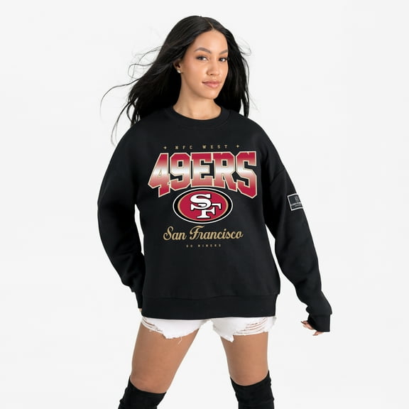 Women's Gameday Couture  Black San Francisco 49ers Powerhouse Play Premium Fleece Sweatshirt