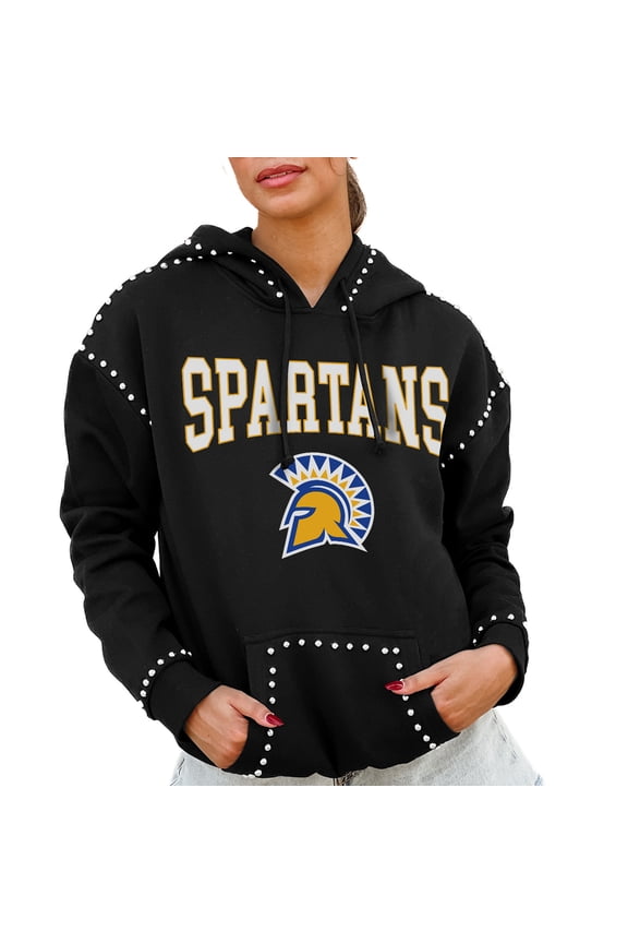 Women's Gameday Couture Black San Jose State Spartans Studded Pullover Hoodie