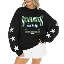 Women's Gameday Couture Black Seattle Seahawks Rhinestone Star Sleeve Settle the Score Oversized Tri-Blend Pullover
