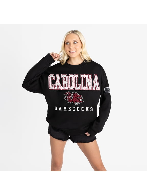 Women's Gameday Couture Black South Carolina Gamecocks Oversized Level Up Black Label Premium Sweatshirt