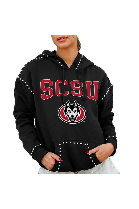 Women's Gameday Couture Black St. Cloud State Huskies Studded Pullover Hoodie