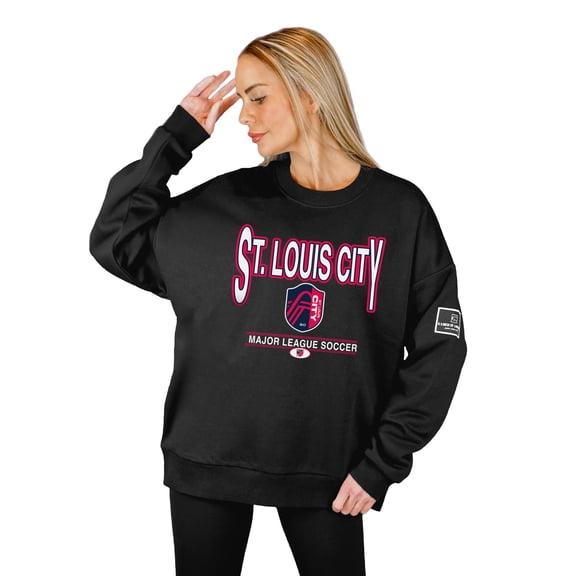 Women's Gameday Couture Black St. Louis CITY SC Oversized Players Only Black Label Premium Pullover Sweatshirt