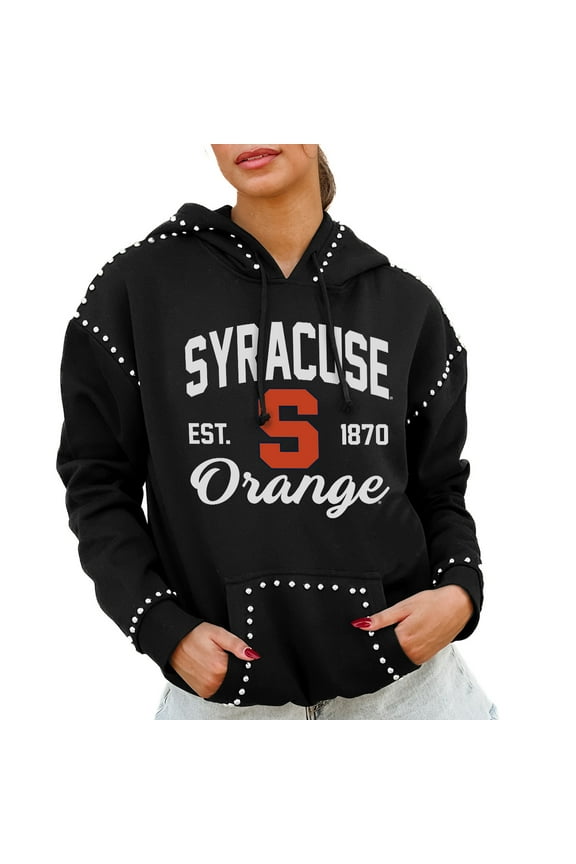 Women's Gameday Couture Black Syracuse Orange Studded Pullover Hoodie