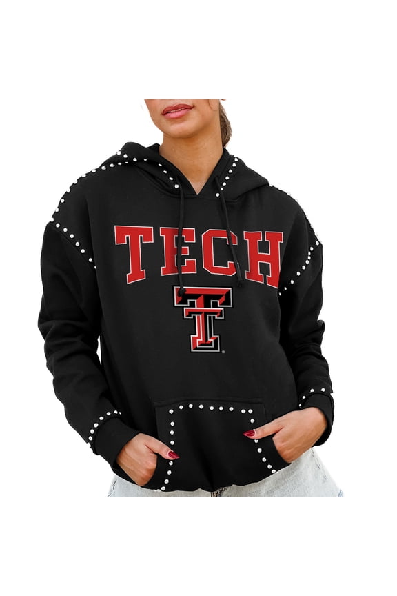 Women's Gameday Couture  Black Texas Tech Red Raiders Studded Pullover Hoodie