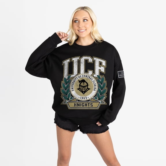 Women's Gameday Couture Black UCF Knights Oversized Victory Lane Black Label Premium Fleece Sweatshirt