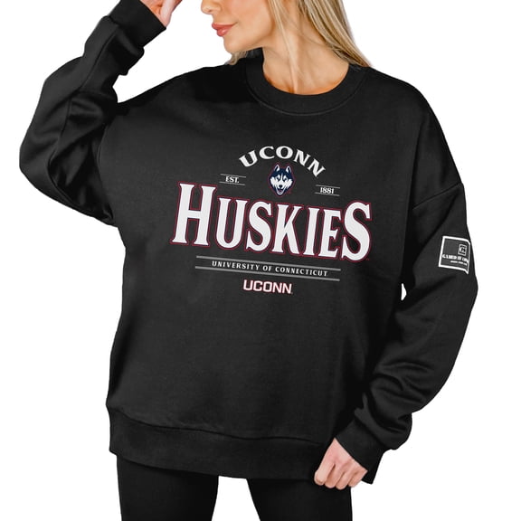 Women's Gameday Couture Black UConn Huskies Players Only Premium Pullover Sweatshirt