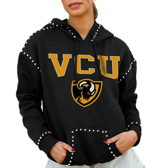 Women's Gameday Couture  Black VCU Rams Studded Pullover Hoodie