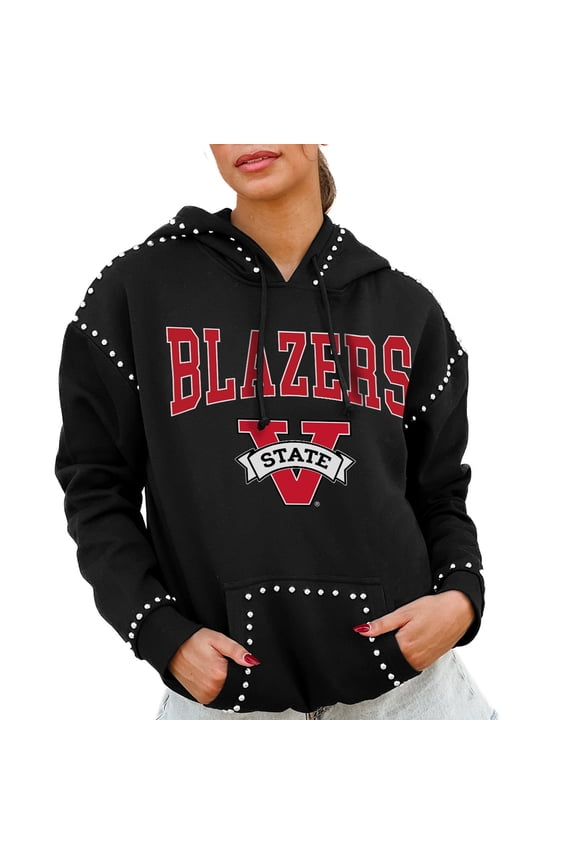 Women's Gameday Couture Black Valdosta State Blazers Studded Pullover Hoodie