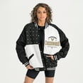 thumbnail image 1 of Women's Gameday Couture Black Vanderbilt Commodores Oversized Inner Drive Varsity Rhinestone Full-Snap Bomber Jacket, 1 of 5