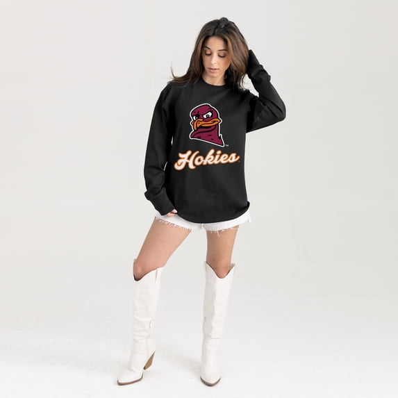 Women's Gameday Couture Black Virginia Tech Hokies Oversized Honor Roll Long Sleeve T-Shirt