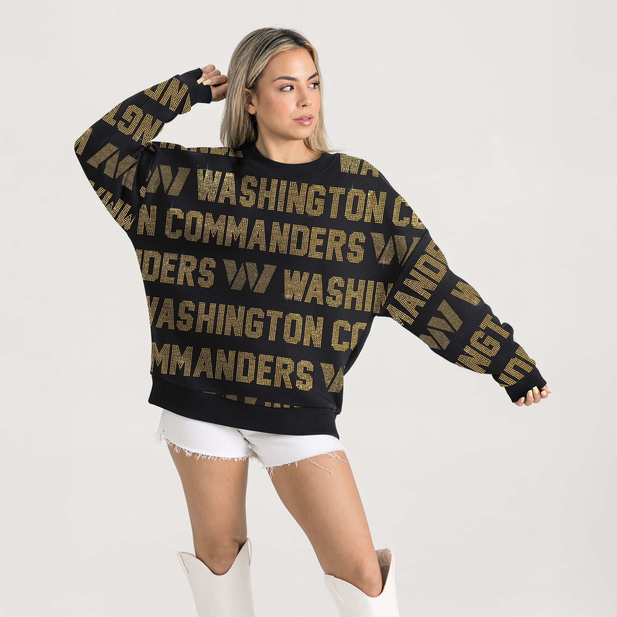 Women's Gameday Couture Black Washington Commanders Oversized Hype Era ...