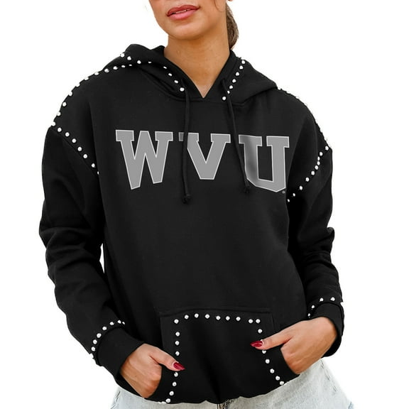 Women's Gameday Couture  Black West Virginia Mountaineers Studded Pullover Hoodie