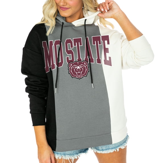 Women's Gameday Couture Black/White Missouri State University Bears Victory Tri-Color Pullover Hoodie