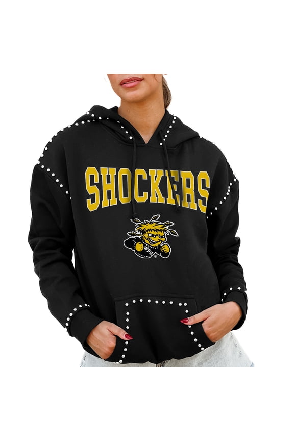 Women's Gameday Couture Black Wichita State Shockers Studded Pullover Hoodie
