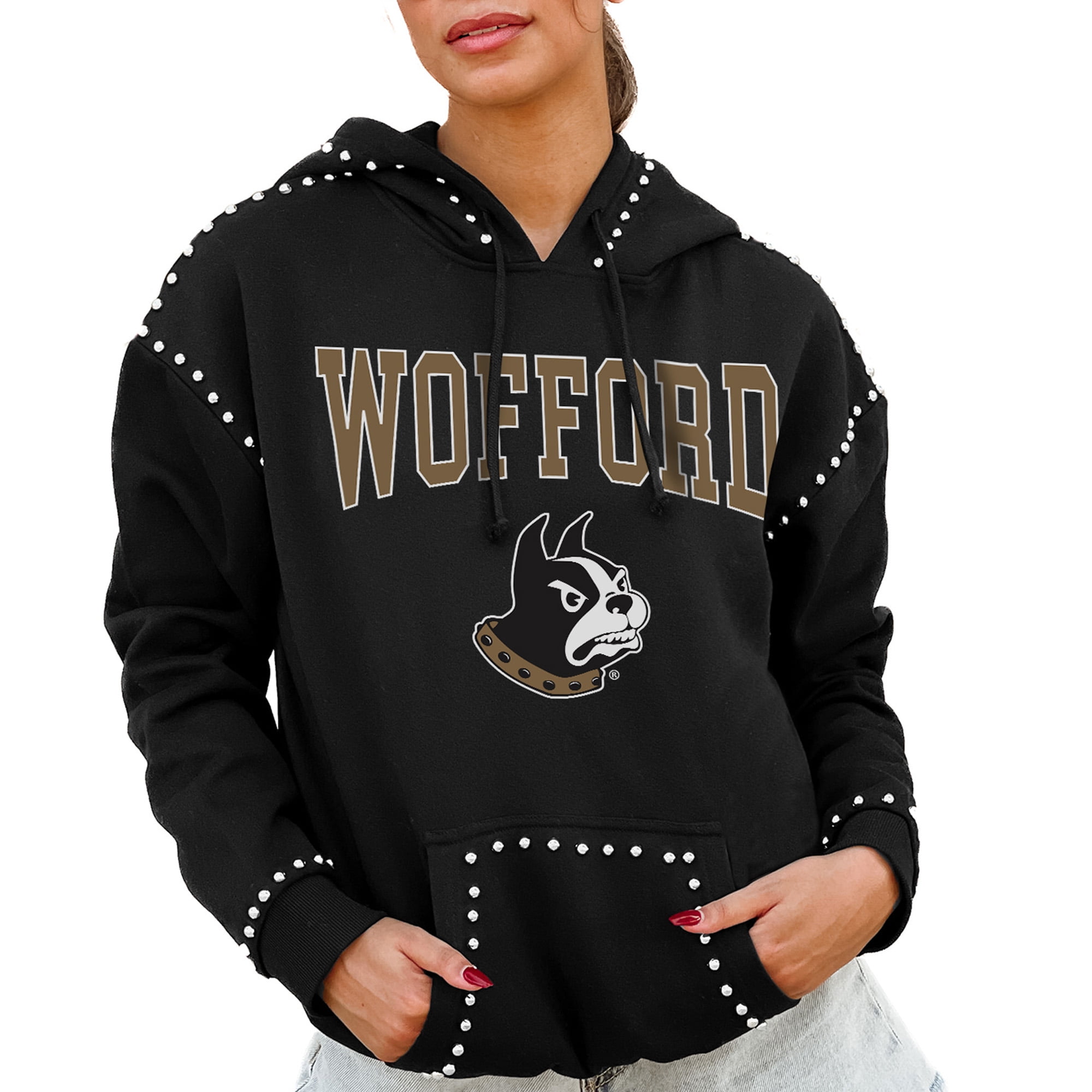 売れ筋商品|||ゲームデイ カットソー トップス レディース Women's Black Wayne State Warriors Studded Pullover Hoodie Black Women's Gameday Couture Black Wayne State Warriors Studded