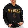 thumbnail image 1 of Women's Gameday Couture  Black Wyoming Cowboys Studded Pullover Hoodie, 1 of 2