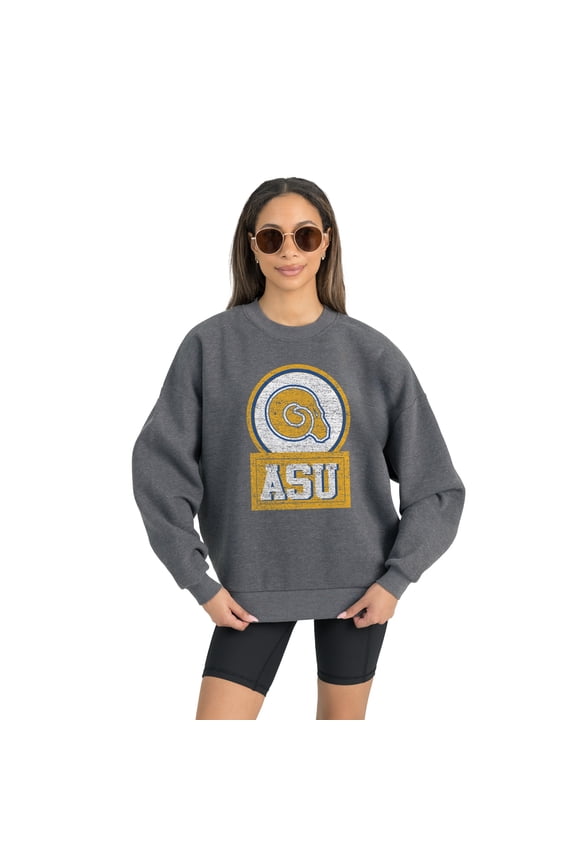 Women's Gameday Couture Albany State Golden Rams Charcoal Oversized Drop Shoulder Fleece Drop Pullover Sweatshirt