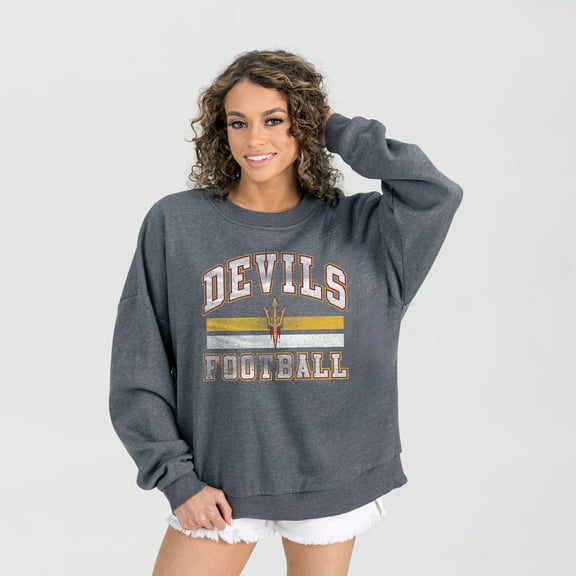 Women's Gameday Couture Charcoal Arizona State Sun Devils Oversized Good Vibes Premium Fleece Drop Shoulder Pullover