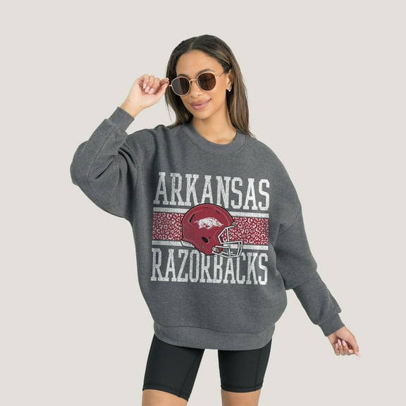 Women's Gameday Couture Charcoal Arkansas Razorbacks Premium Fleece Pullover Sweatshirt