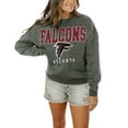 thumbnail image 1 of Women's Gameday Couture Charcoal Atlanta Falcons Oversized Bring The Energy Pullover Sweatshirt, 1 of 2