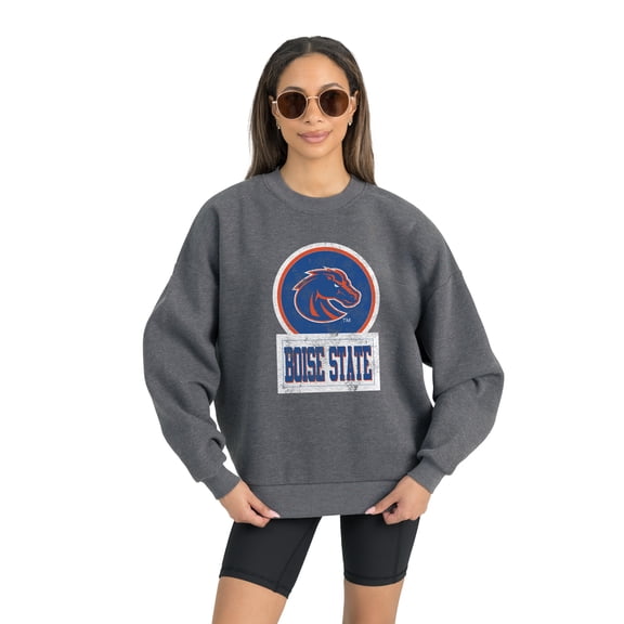 Women's Gameday Couture Boise State Broncos Charcoal Oversized Drop Shoulder Fleece Drop Pullover Sweatshirt