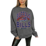 Women's Gameday Couture Charcoal Buffalo Bills Oversized Long Weekend Premium Fleece Drop Shoulder Pullover Sweatshirt