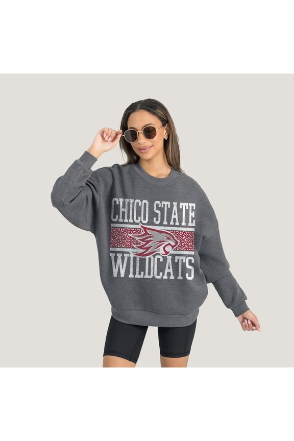 Women's Gameday Couture Charcoal Cal State Chico Wildcats Premium Fleece Pullover Sweatshirt