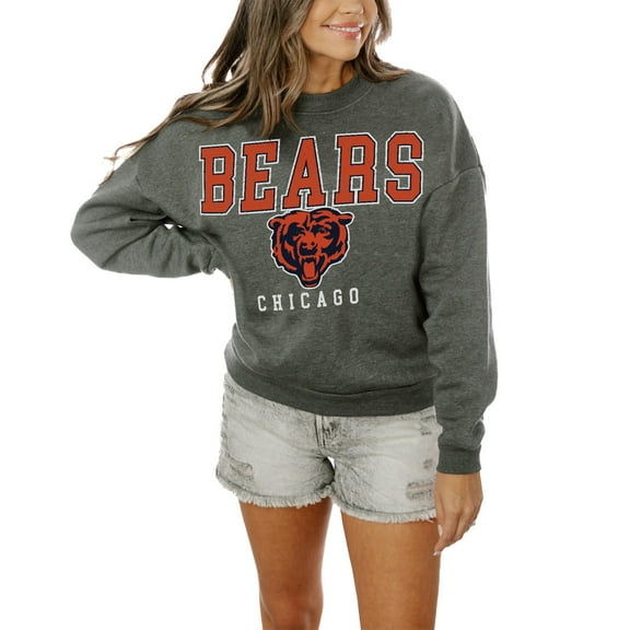 Women's Gameday Couture Charcoal Chicago Bears Oversized Bring The Energy Pullover Sweatshirt