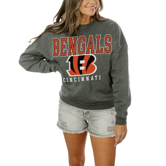 Women's Gameday Couture Charcoal Cincinnati Bengals Oversized Bring The Energy Pullover Sweatshirt