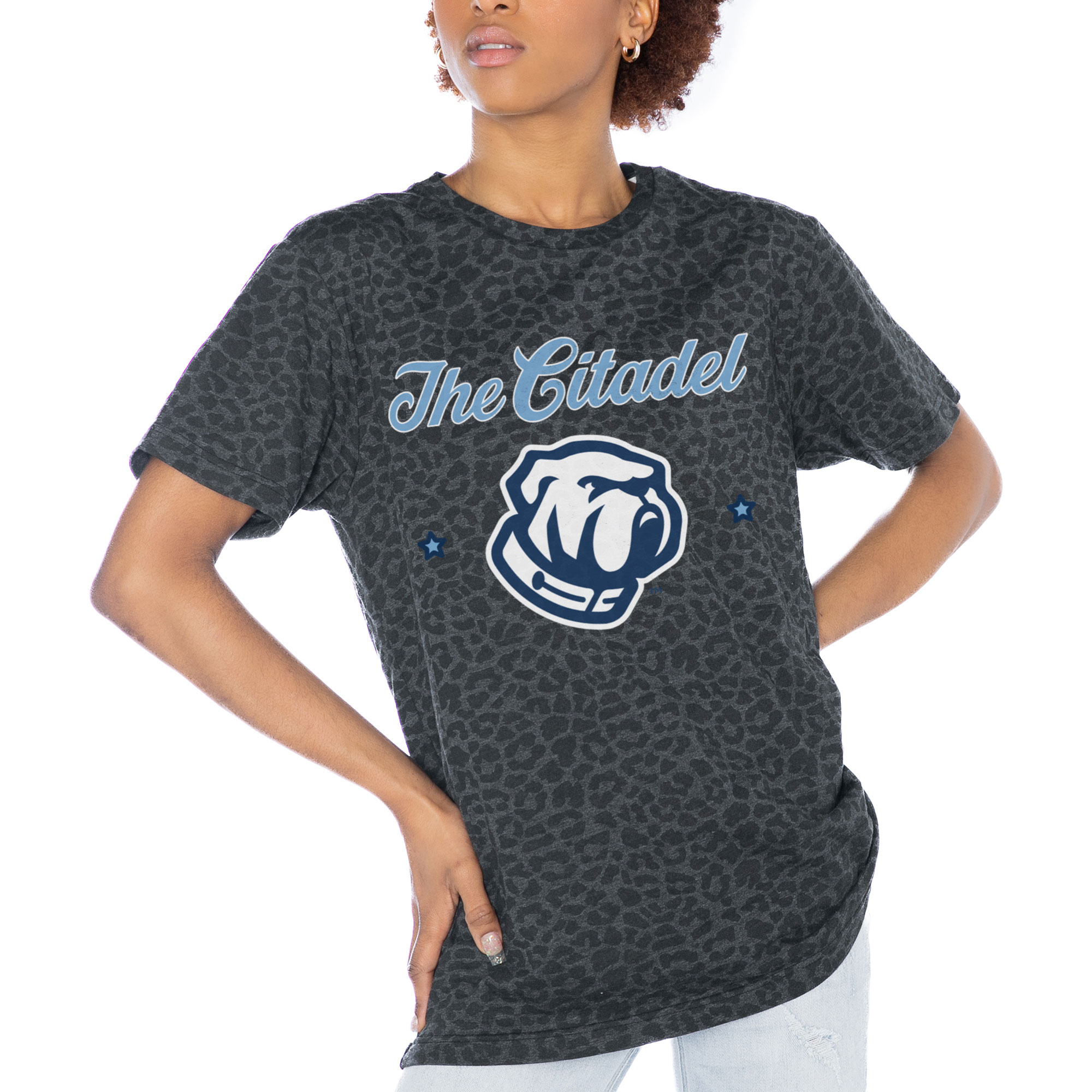Women's Gameday Couture Charcoal Citadel Bulldogs Victory Lap Leopard Standard Fit T-Shirt - image 1 of 1