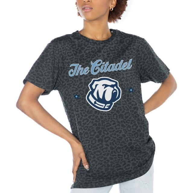 Women's Gameday Couture Charcoal Citadel Bulldogs Victory Lap Leopard Standard Fit T-Shirt