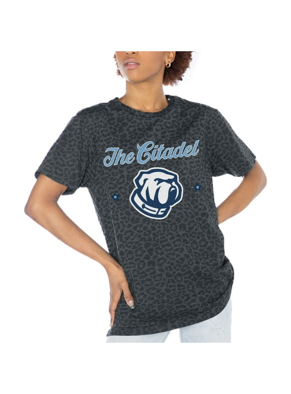 Women's Gameday Couture Charcoal Citadel Bulldogs Victory Lap Leopard Standard Fit T-Shirt