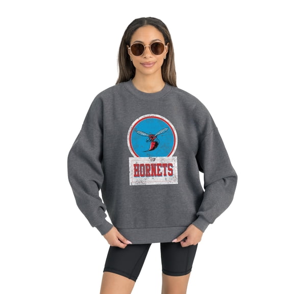 Women's Gameday Couture Delaware State Hornets Charcoal Oversized Drop Shoulder Fleece Drop Pullover Sweatshirt