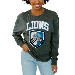 Women's Gameday Couture Charcoal Detroit Lions Touchdown French Terry  Studded Shoulder Pullover Sweatshirt