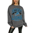 thumbnail image 1 of Women's Gameday Couture Charcoal Detroit Lions Oversized Long Weekend Premium Fleece Drop Shoulder Pullover Sweatshirt, 1 of 2