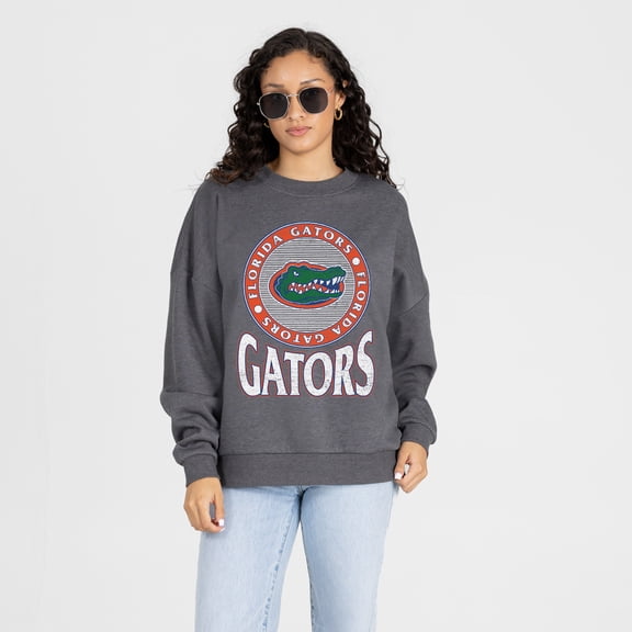 Women's Gameday Couture Charcoal Florida Gators Saturday Seal Oversized Premium Drop Shoulder Sweatshirt