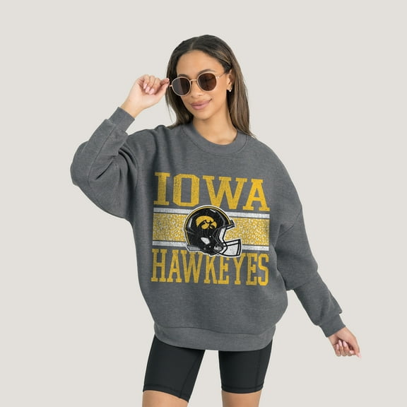 Women's Gameday Couture Charcoal Iowa Hawkeyes Premium Fleece Pullover Sweatshirt