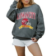 Women's Gameday Couture Charcoal Kansas City Chiefs Oversized Seal The Deal Premium Fleece Drop Shoulder Pullover